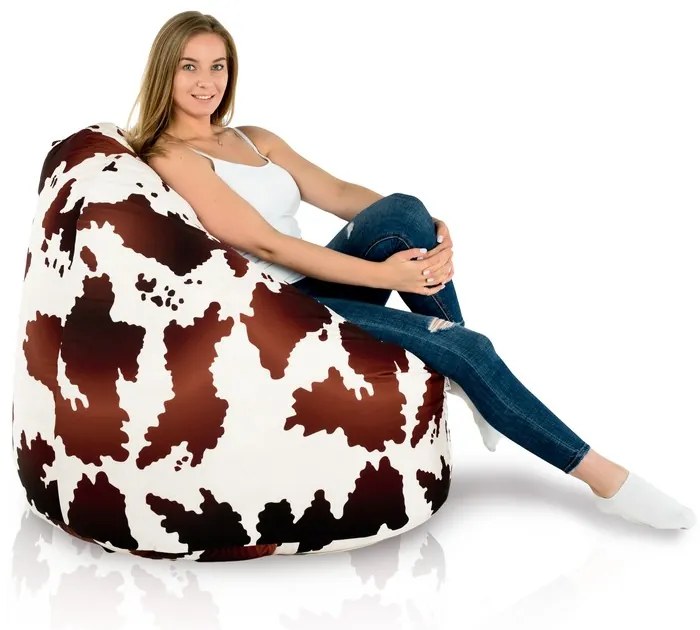 INTERMEDIC SK Sedací vak BAG Sako Design Laciata – 300 L, polyester, motív krava Veľkosť: XXL