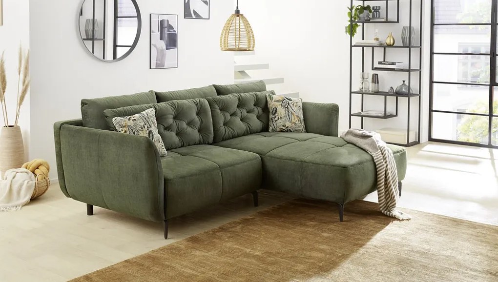 Rohová sedacia súprava Salo, zelená látka