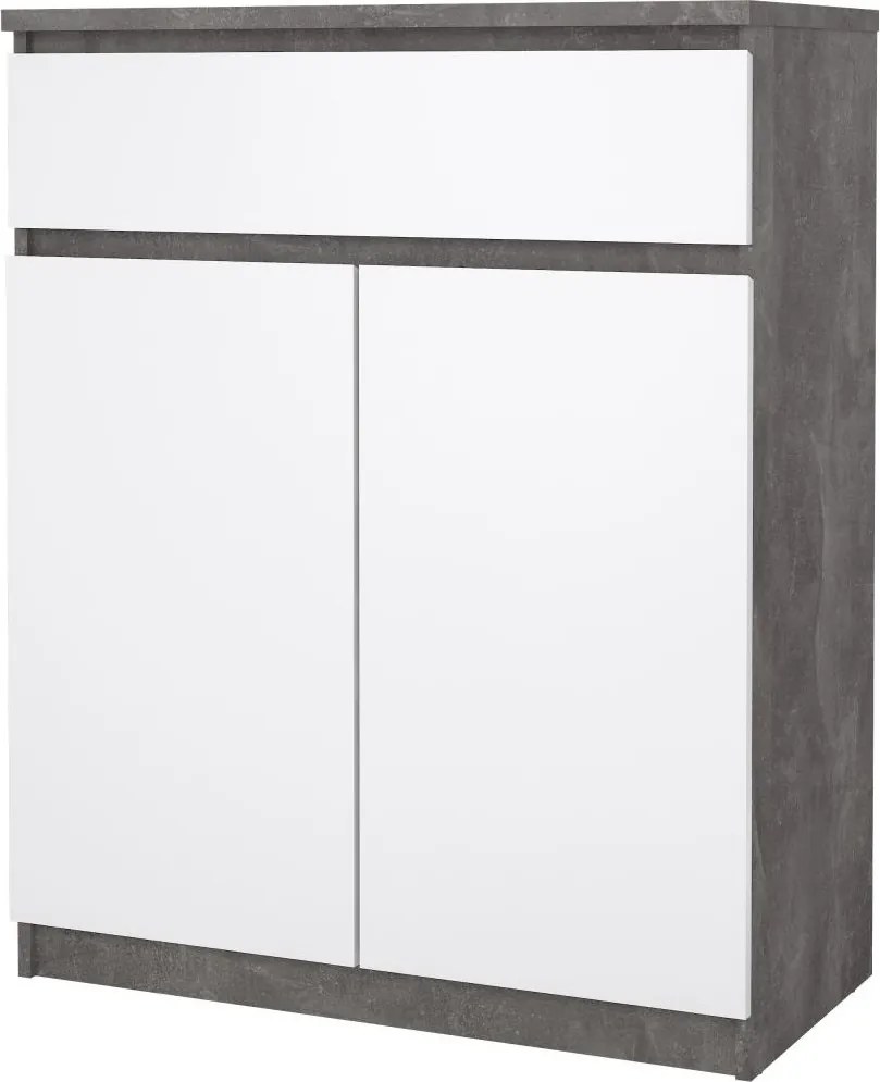 Komoda Simplicitous 234 80 cm beton/bílá lesk