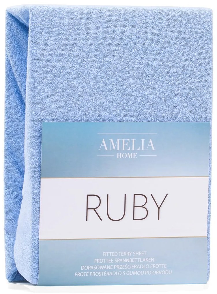 Froté prestieradlo s gumou AmeliaHome Ruby svetlomodré