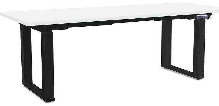 Výškovo nastaviteľný stôl OfficeTech Strong 200 x 80 cm, čierna podnož, biela