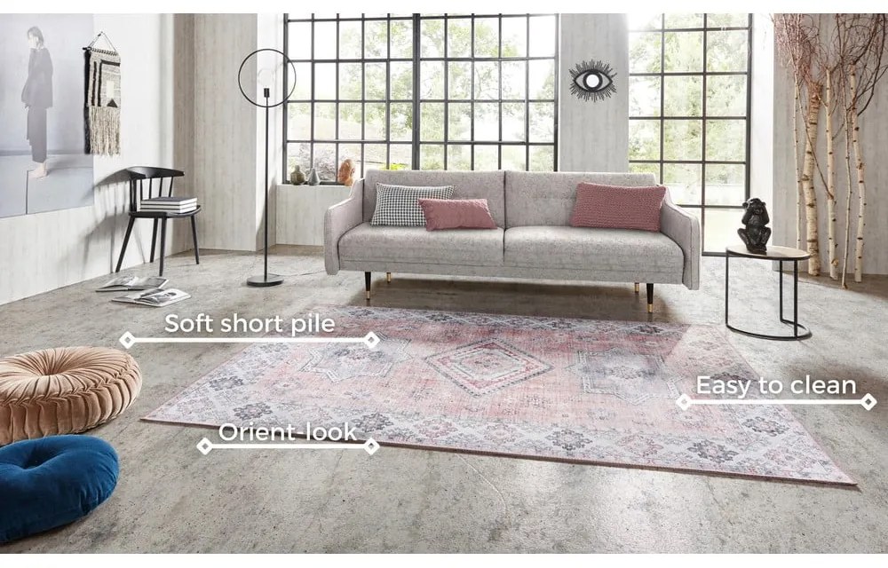 Svetloružový koberec Nouristan Gratia, 80 x 150 cm