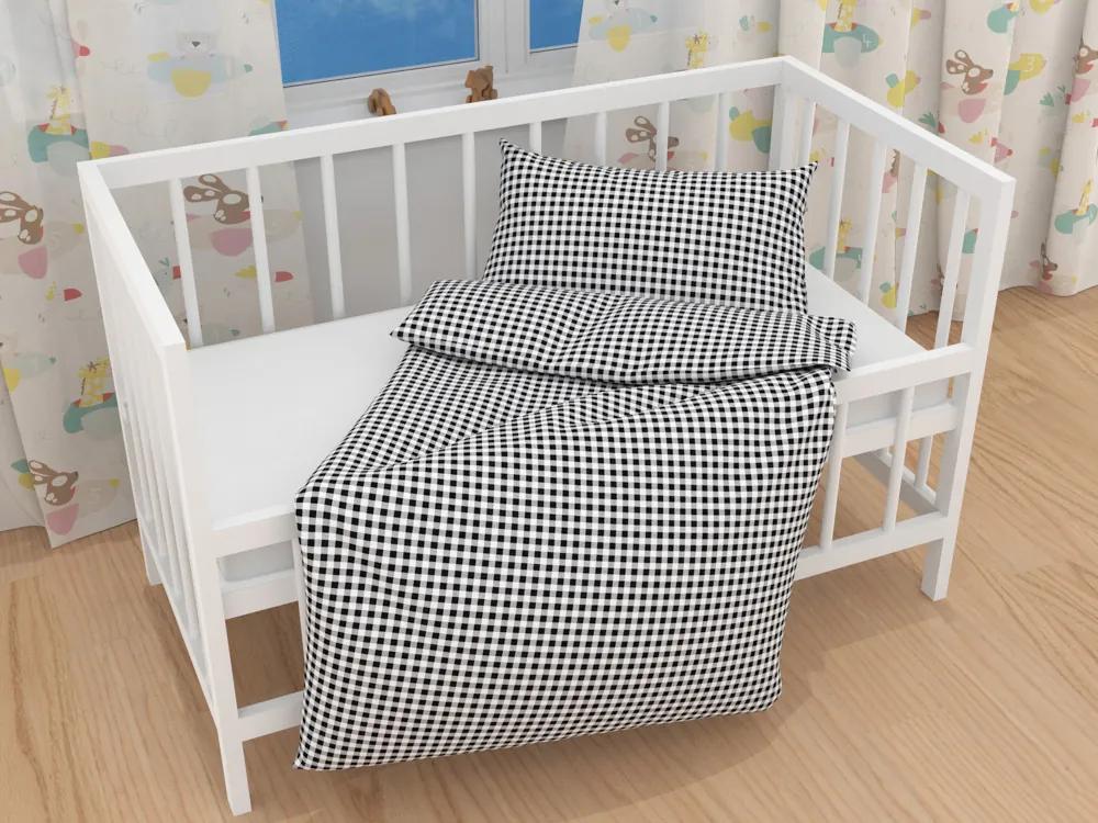 Biante Detské bavlnené posteľné obliečky do postieľky Sandra SA-060 Čierno-biele kocky Do postieľky 90x140 a 40x60 cm