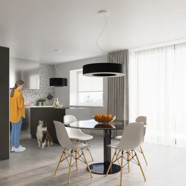 Sollux SL.0798 - Luster na lanku SATURNO SLIM 8xE27/60W/230V pr. 90 cm čierna