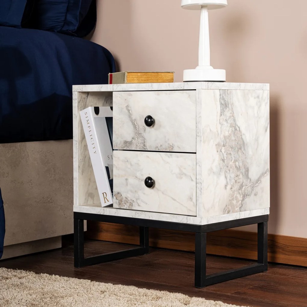 Nočný stolík Glimmer Fressia Marble Black