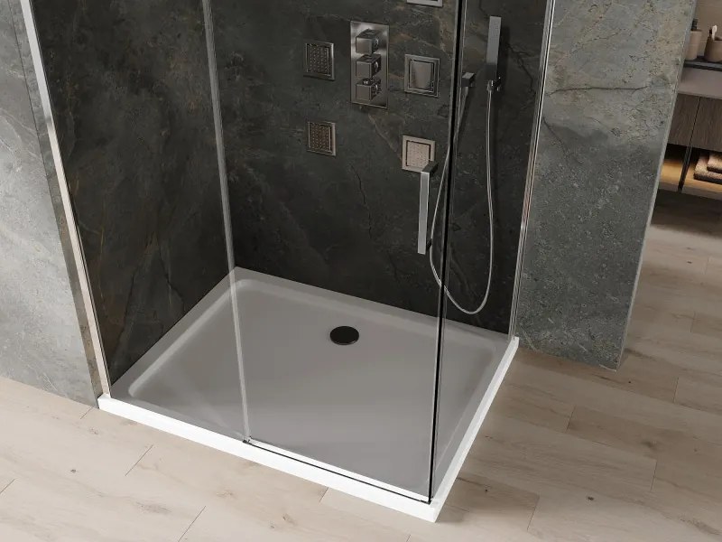 Mexen Omega posuvná sprchová kabína 100 x 90 cm, grafitová, chróm + Flat vanička, biela - 825-100-090-01-40-4010