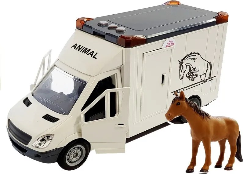 LEAN Toys Nákladné auto Konské dopravné vozidlo Biela