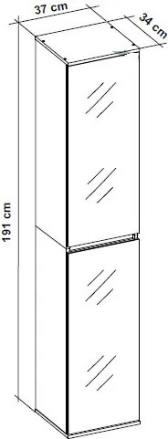 Zrkadlová viacúčelová skriňa s policami Mirror, 37 cm, biela
