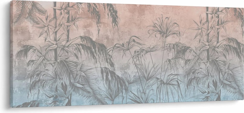 Obraz - Tropické rastliny na stene (120x50 cm)