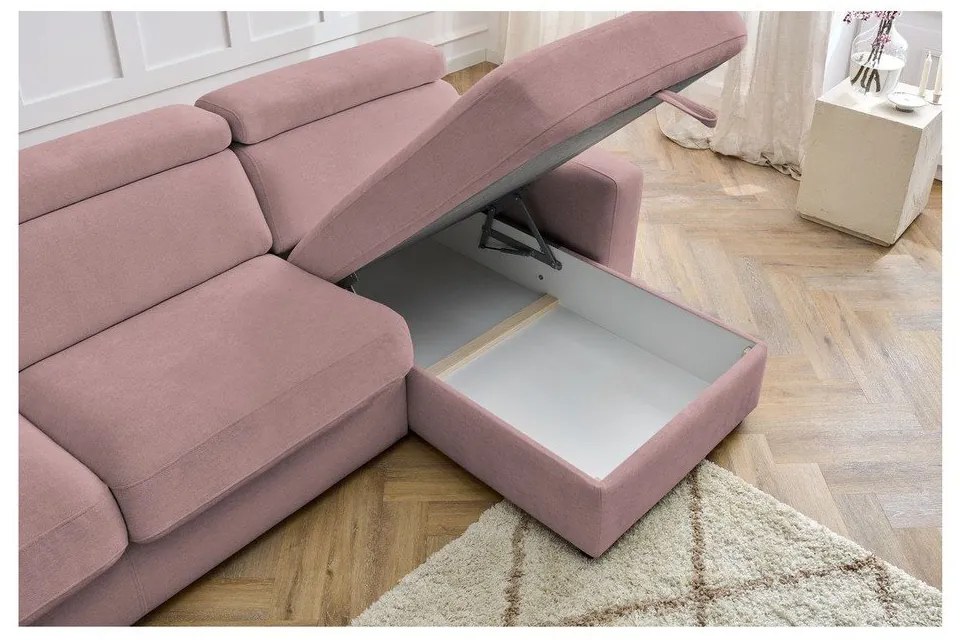Ružová rozkladacia rohová pohovka (variabilná) Monaco – Bobochic Paris