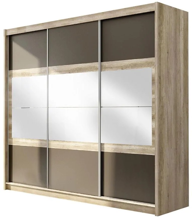 Skriňa Salwador 250 dub canyon/lava/zrkadlo