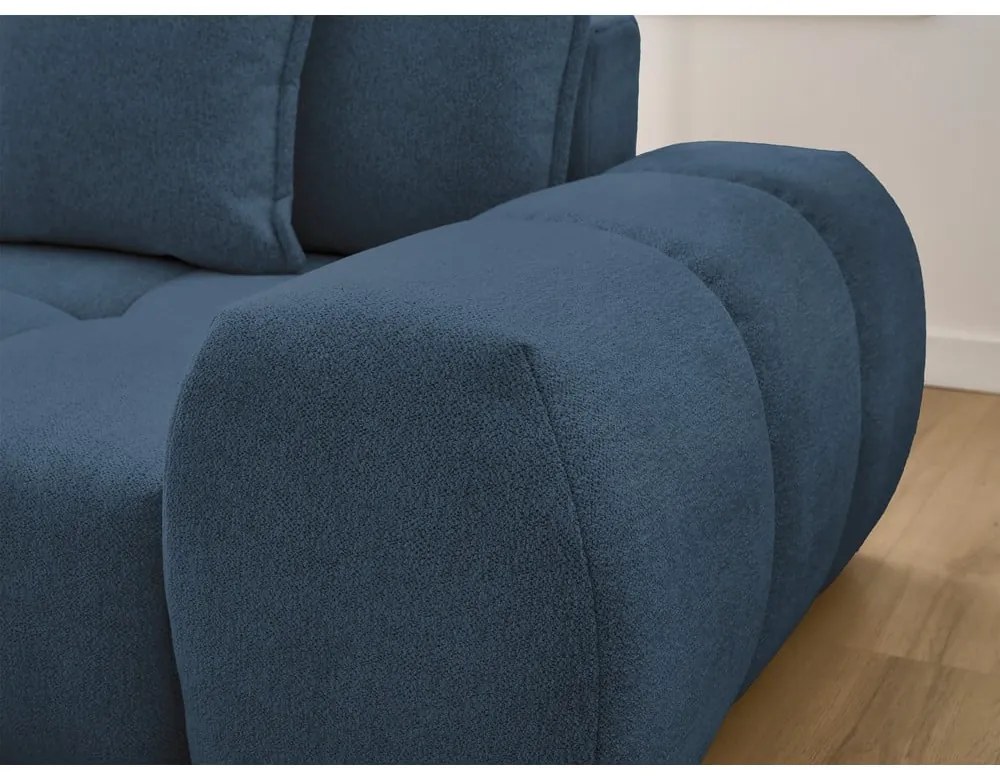 Tmavomodrá ženilková rozkladacia/s úložným priestorom rohová pohovka (ľavý roh/s leňoškou) Everest – Bobochic Paris