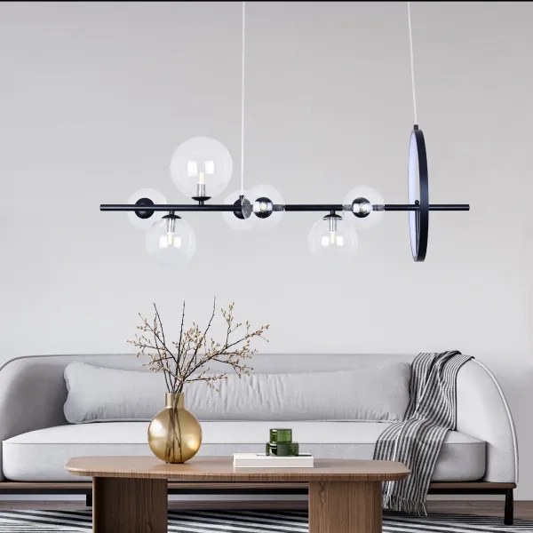 LED Luster na lanku HYBRID LED/15W/230V + 7xG9/6W 4000K čierna