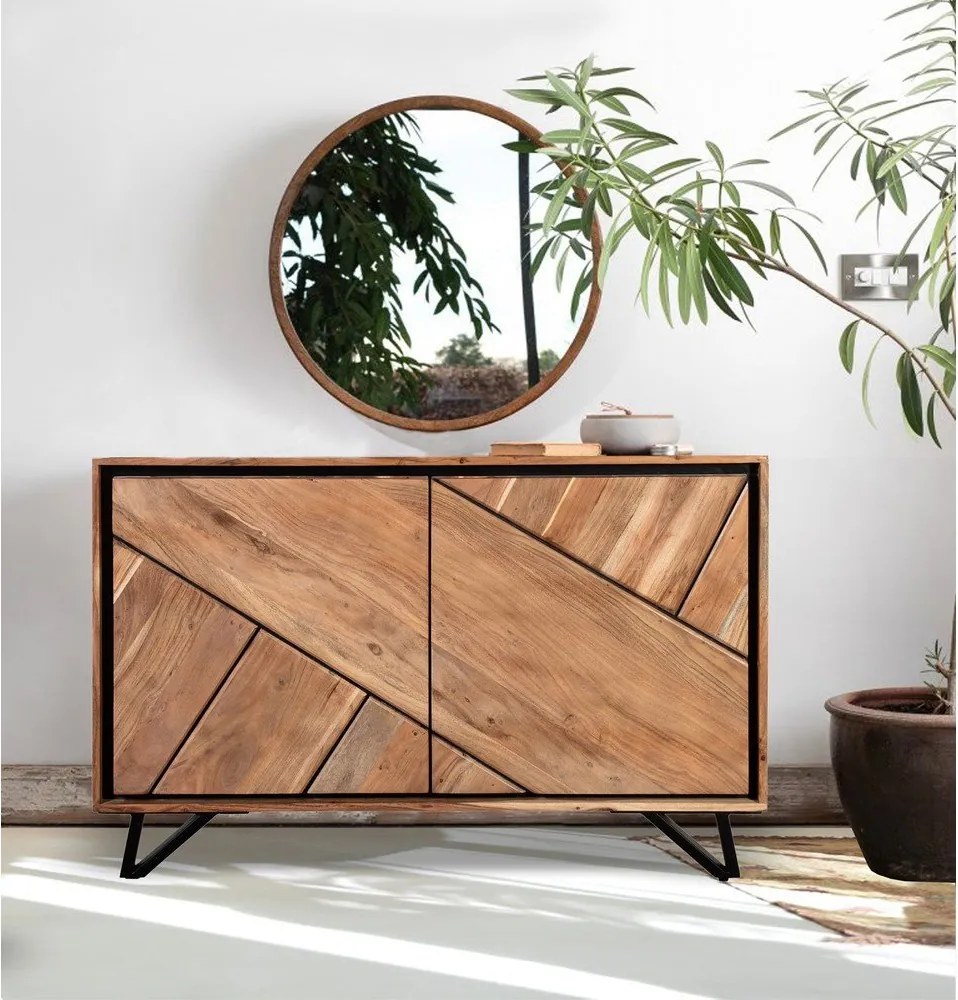 Skrinka z masívu akácie v prírodnej farbe 120x78x40 cm Ambala – Interia Home &amp; Living