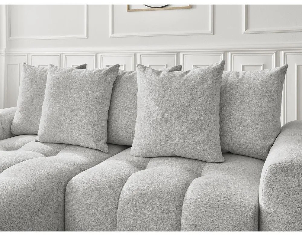 Svetlosivá ženilková rozkladacia/s úložným priestorom rohová pohovka (ľavý roh/s leňoškou) Roxelane – Bobochic Paris