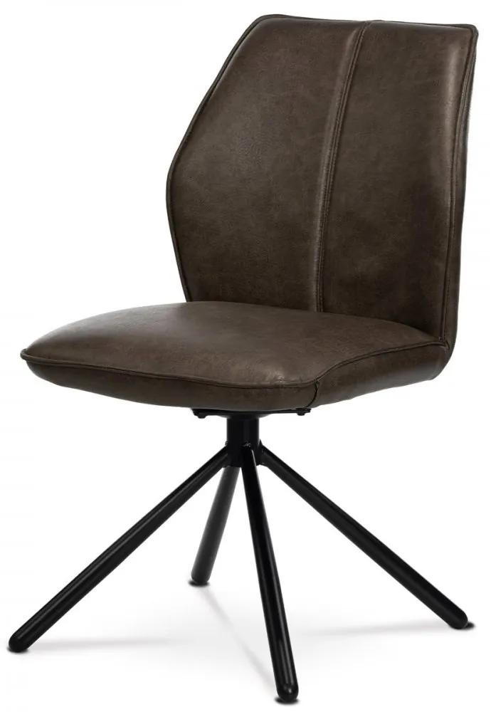 Otočná jedálenská stolička HC-397 ekokoža / kov Hnedá