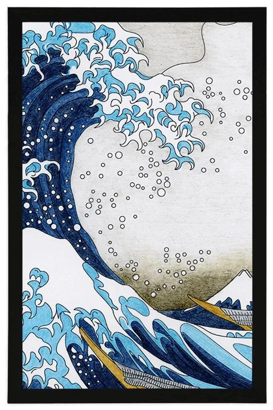Plagát reprodukcia Veľká vlna z Kanagawa - Kacušika Hokusai - 60x90 white