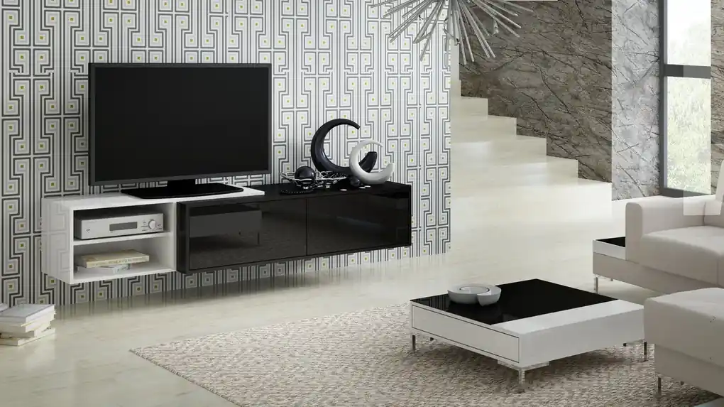 CAMA MEBLE Závesný televízny stolík SIGMA 2 Farba: čierna/biela | Biano