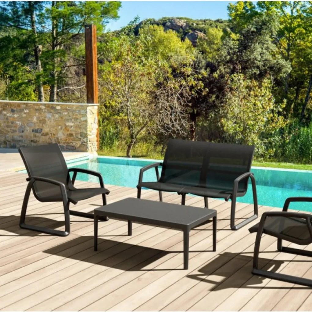 PACIFIC LOUNGE záhradný set s podrúčkami black