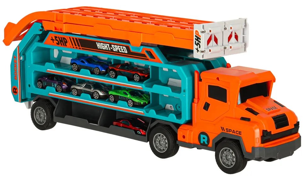 Pretekárska autodráha KIK s transportérom na 6 autíčok, oranžová