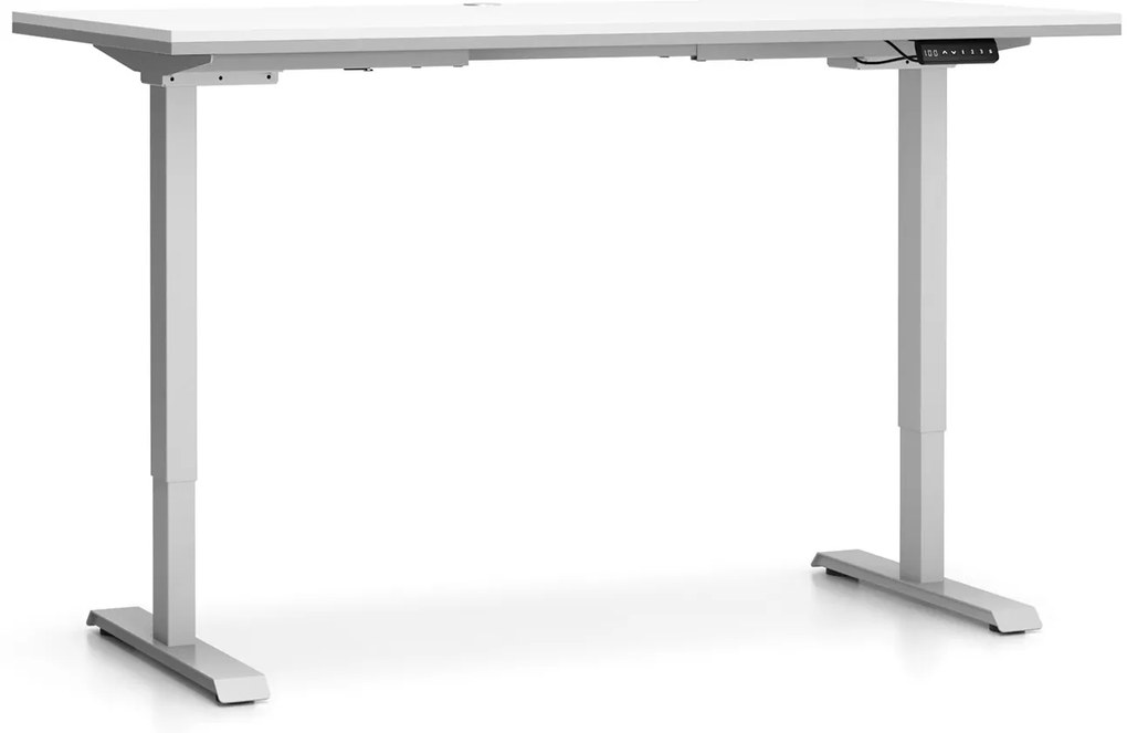 Výškovo nastaviteľný stôl SINGLE LAYERS, 160x80 cm, 2 motory, biela/sivá