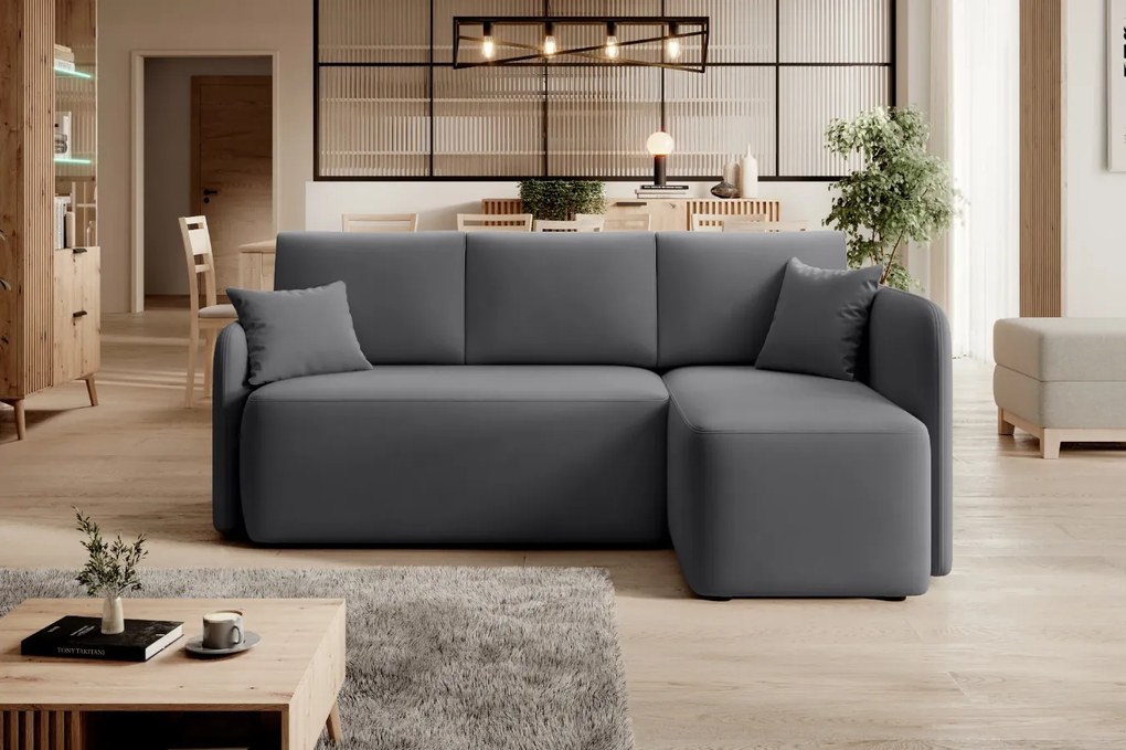 Tmavosivá rohová sedacia súprava HADSON Varianta: Pravý roh