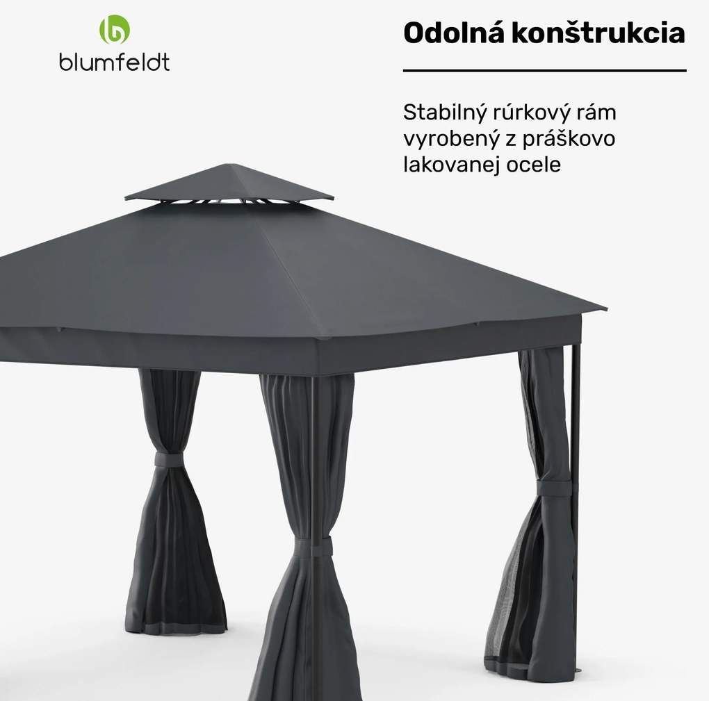 Blumfeldt Altánok Mondo Dual 3x3 s dvojitou strechou a sieťou proti hmyzu