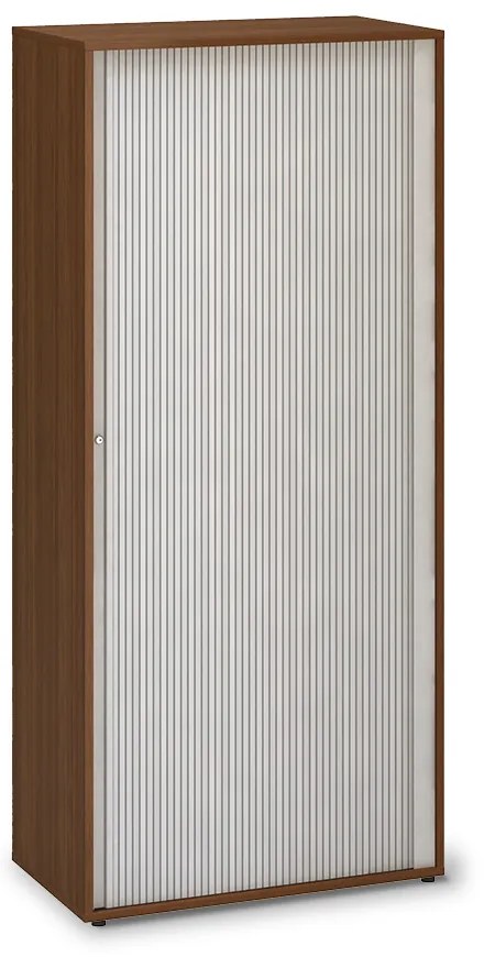 Vysoká skriňa ProOffice, žalúziové dvere 80 x 45 x 178 cm, orech