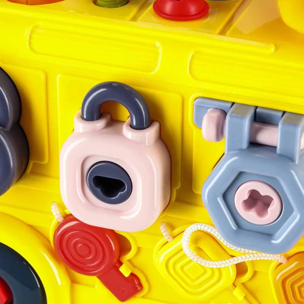 KIK Manipulačný autobus 6v1 – vzdelávacia stavebnica so skrutkami a skrutkovačmi, 3+