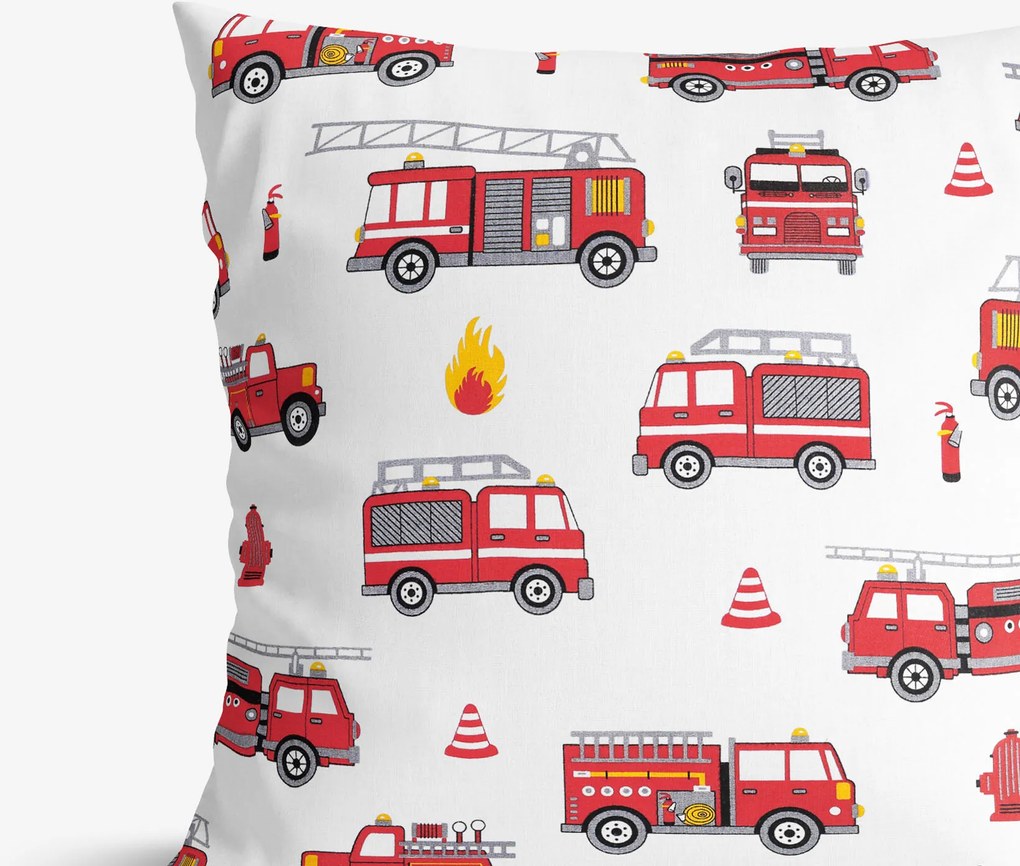Goldea detská bavlnená obliečka na vankúš - hasičské autá 45 x 45 cm