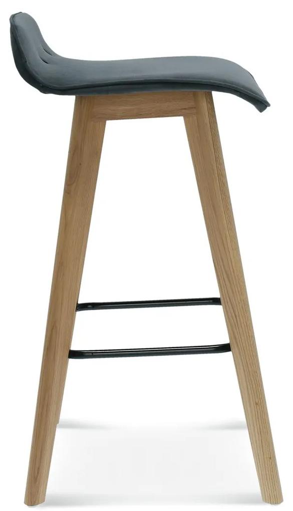 FAMEG Cleo - BST-1603 - barová stolička Farba dreva: dub premium, Čalúnenie: koža L2