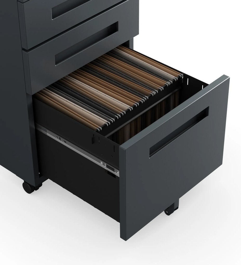 Antracitový úložný box pod písací stôl, 390x600x500 mm: KATE