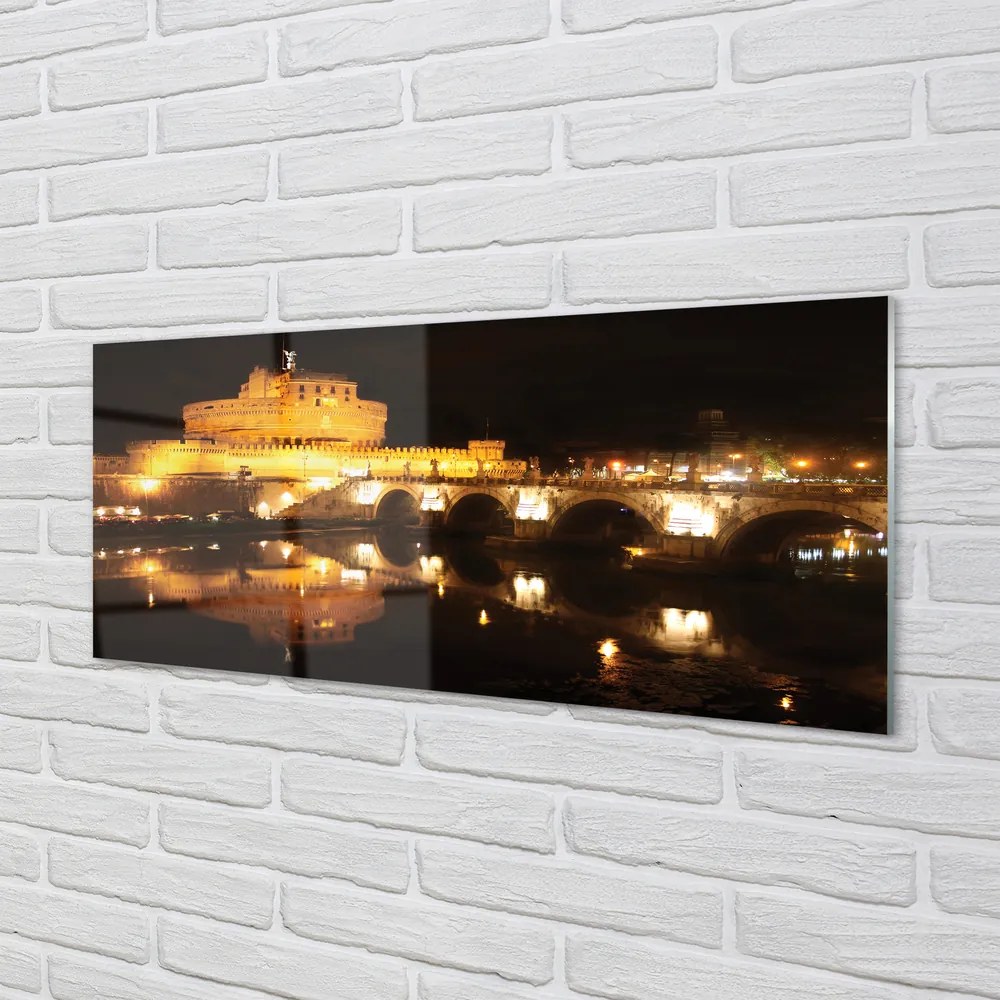 Obraz na akrylátovom skle Rome river mosty v noci 120x60 cm