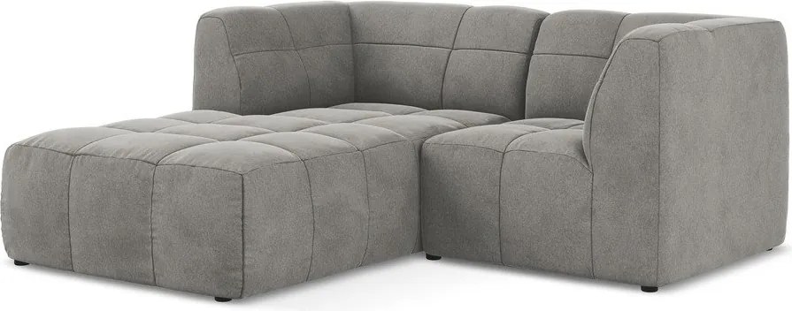 Sivá zamatová rohová pohovka (ľavý roh/s leňoškou) Aloha – Makamii