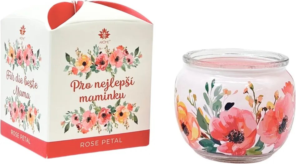 ARÔME Vonná sviečka 90 g Pre najlepšiu babičku, s vôňou ruže