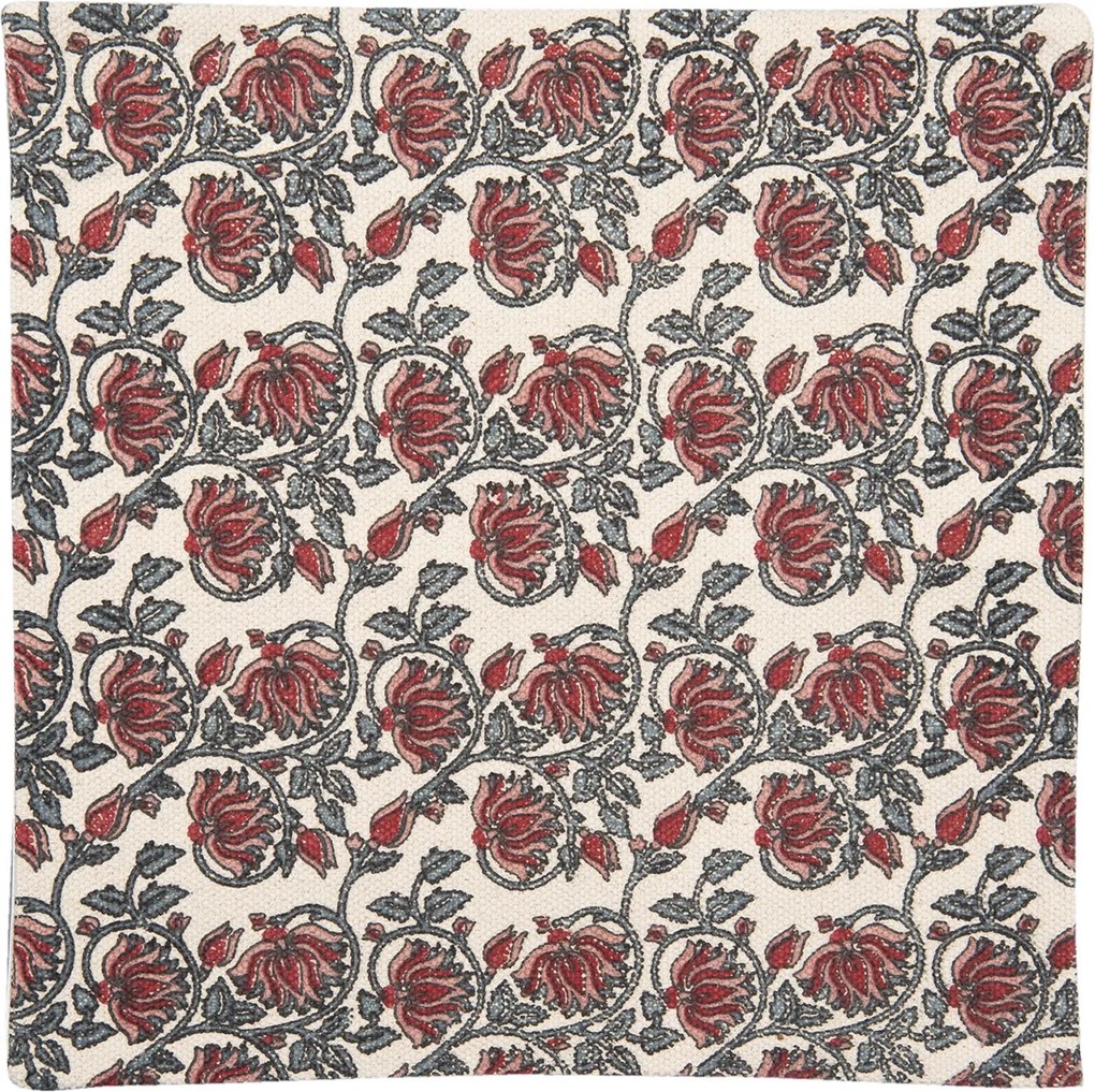 Režná bavlnená obliečka na vankúš s kvetmi - 50*50 cm