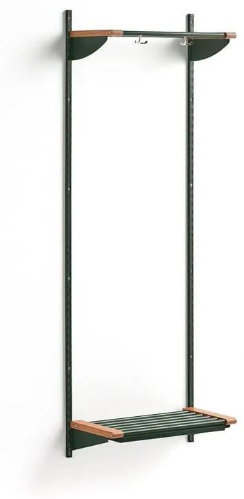 Vešiaková stena JEPPE s hornou policou, základná sekcia, 1790x600x310 mm, zelená/dub