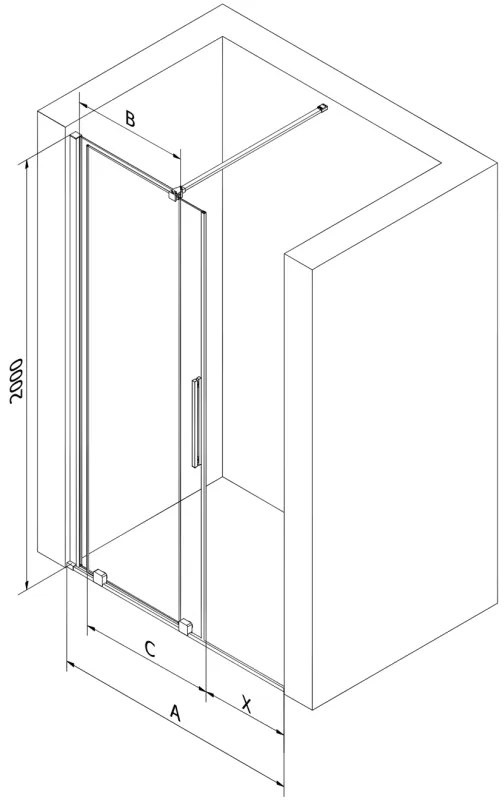 Mexen Velar, posuvné dvere do otvoru 90x200 cm, 8mm číre sklo, chrómový profil, 871-090-000-01-01