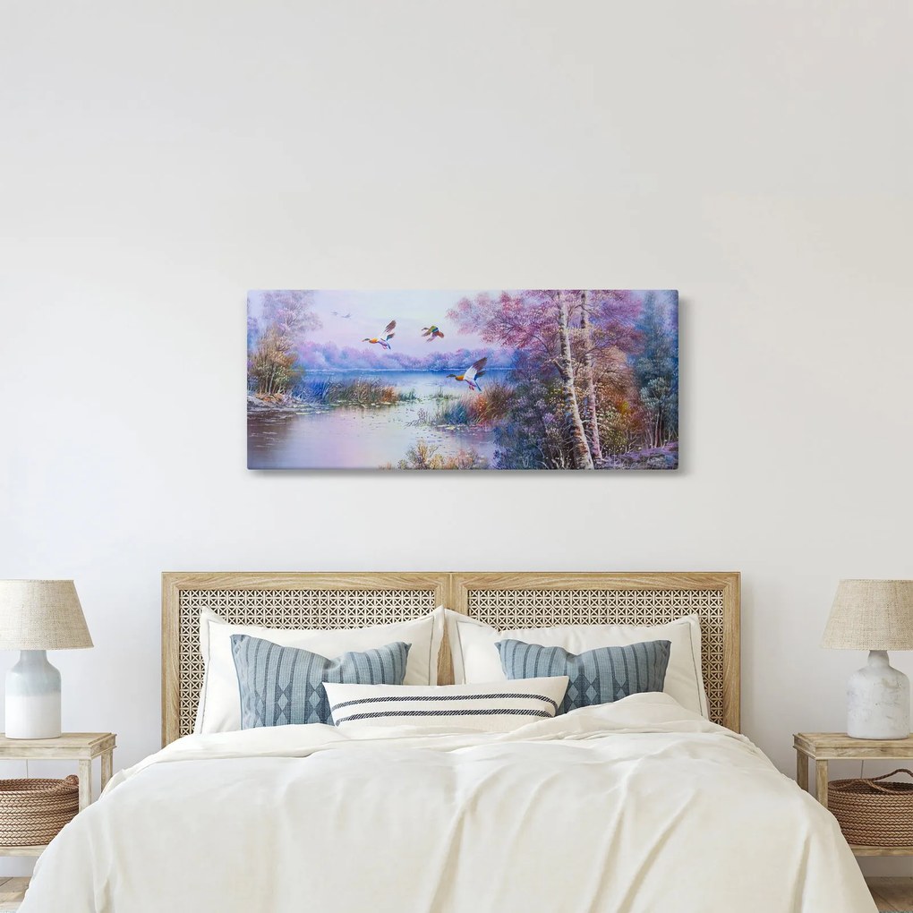 Obraz - Prichádza jeseň, olejomaľba (120x50 cm)