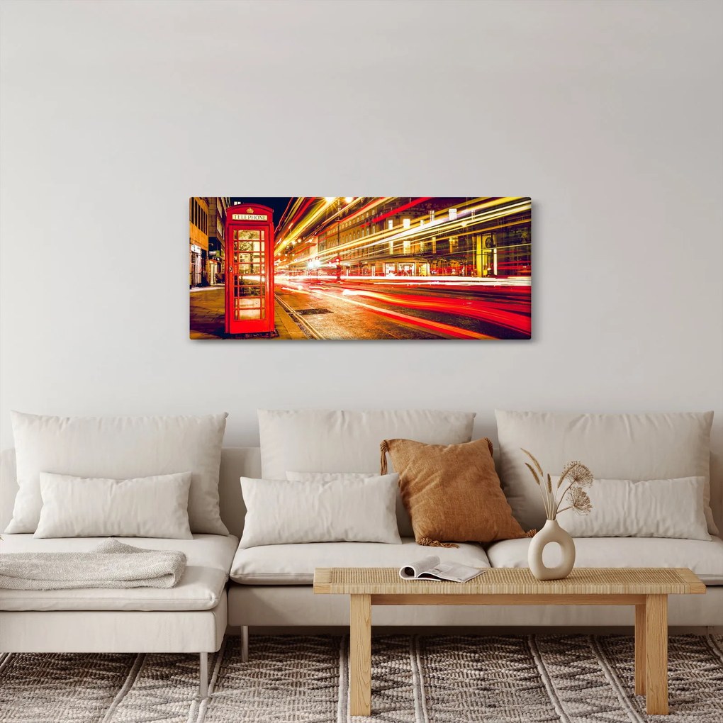 Obraz červené londýnske telefónne búdky (120x50 cm)