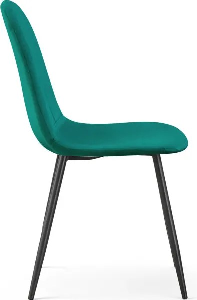 Sada dvoch jedálenských stoličiek LUMO zamatové, fľaškovo zelené / čierne nohy (2 ks)