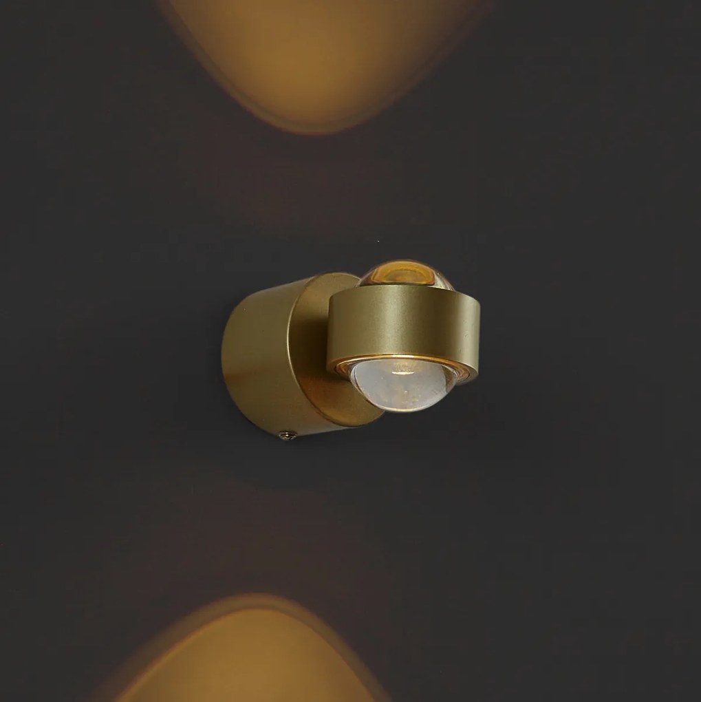 Dizajnové nástenné svietidlo mosadzné vrátane LED IP44 - Lens