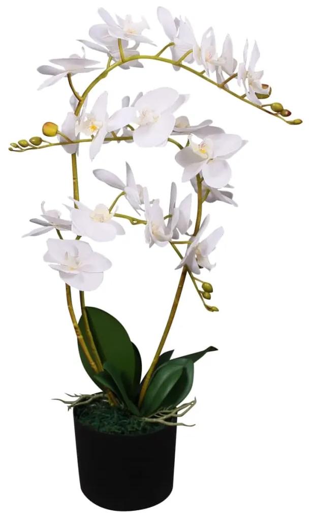 vidaXL Umelá rastlina, orchidea s kvetináčom 65 cm, biela