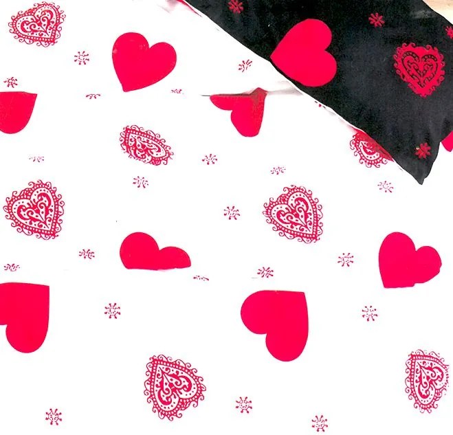 Obliečky HEARTS RED 3-dielna sada 140x200 cm