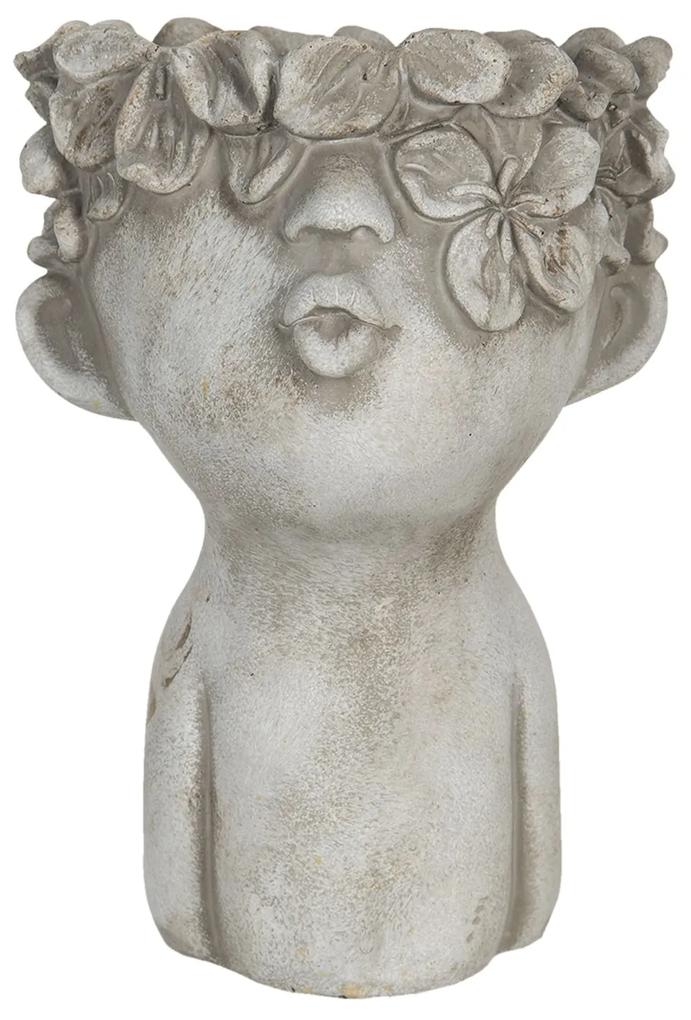Obal na kvetináč v dizajne busty s kvetinovým vencom Tete - 17 * 17 * 25 cm