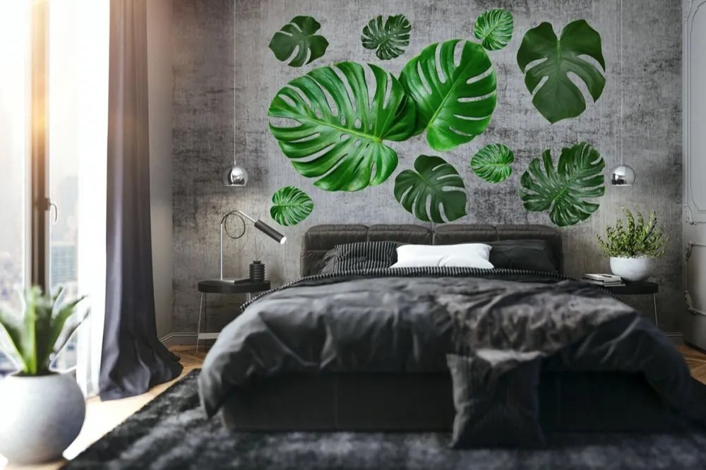 Dekoračná nálepka na stenu s motívom listov 60 x 120 cm