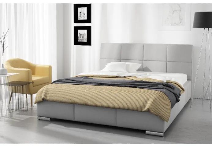 Dizajnová posteľ Prato s vysokým čelom a úložným priestorom šedá eko koža 180 x 200