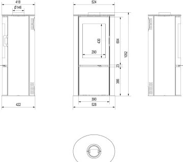 Kratki KOZA/AB/S/DR - Krbové oceľové kachle 8kW 150mm