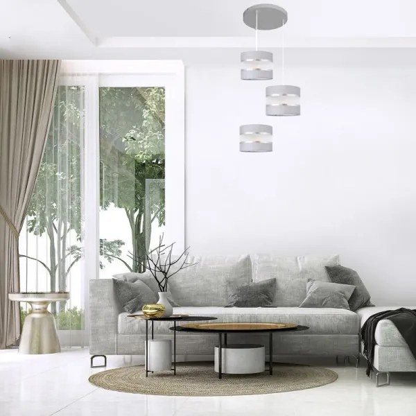 Luster na lanku HELEN 3xE27/15W/230V šedá/strieborná