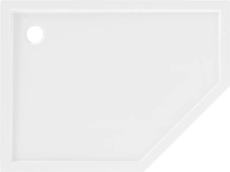 Mexen Flow Slim, ľavostranná päťuholníková sprchová vanička 90 x 80 cm, biela lesklá, 46P108090L